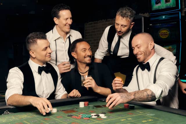 From left, Pasha Kovalev, Brendan Cole, Vincent Simone, Ian Waite, and James Jordan,  the former Strictly dancers who feature in Vegas - After Hours, a 30-date tour which starts in Fareham on October 3