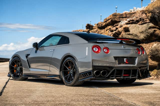 The GT-R is wrapped in a very trendy grey