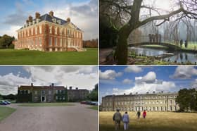 National Trust houses within an hour of Portsmouth - clockwise from top left Uppark House, Mottisfont, Petworth House and Hinton Ampner 