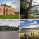 National Trust houses within an hour of Portsmouth - clockwise from top left Uppark House, Mottisfont, Petworth House and Hinton Ampner 