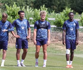 Nesta Guinness-Walker, second left and Cameron McGeehan, second right, are looking for new clubs this summer. Pic: Getty