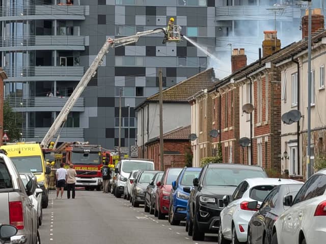 Trains will not be serving Cosham Railway Station "until further notice" as firefighters continue to tackle a blaze in Portsmouth Road.
