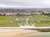 A drone picture of the historic Portsmouth100 picture during Armed Forces Day on Southsea Common.