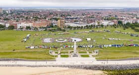 A drone picture of the historic Portsmouth100 picture during Armed Forces Day on Southsea Common.