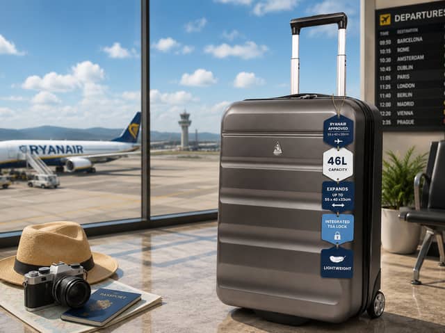 The Aerolite hard-shell cabin suitcase is designed for airline hand luggage and short-haul travel.