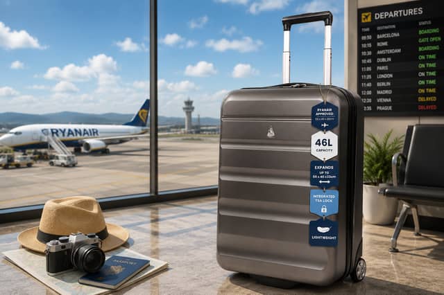The Aerolite hard-shell cabin suitcase is designed for airline hand luggage and short-haul travel.