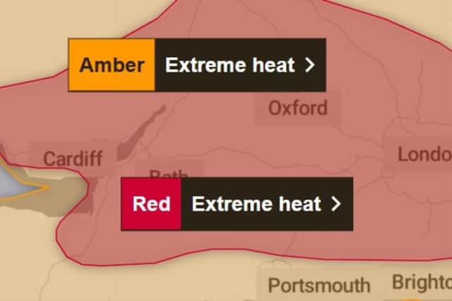 A Red warning for extreme heat has been issued by the Met Office 