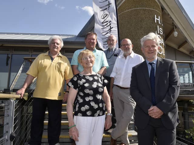 (l-r) Dave Parham, Anne Skennerton, cllr. Jonathan Hulls, cllr. Wilf Forrow, Chris Pearsall and Professor Jonathan Raper.