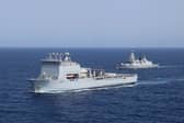 RFA Lyme Bay (centre), and HMS Dragon (right), linked up in the Middle East ahead of a possible Strait of Hormuz mission.