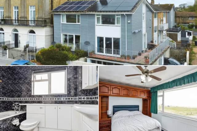 This impressive three-bedroom home has uninterrupted beach views and is on the market with a guide price of £375,000 - £400,000.