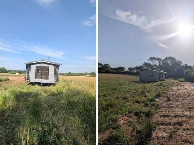 Unauthorised developments have been set up in land north of Forest Road, Denmead.