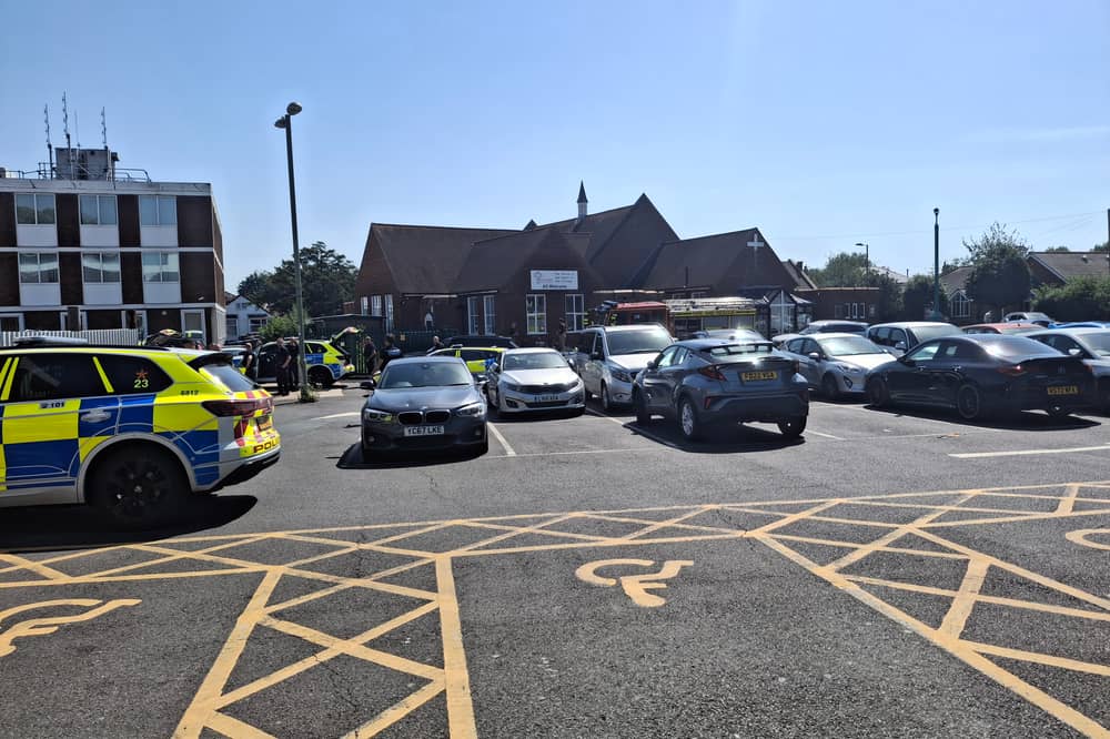 Armed police and fire crews have been deployed to Portchester Precinct, with part of the area "sealed off" from the public.