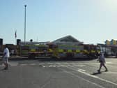Fire brigade attending the hovercraft fire in Clarence Pier on June 24.