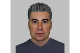 This is the face of a suspected burglar who was caught ransacking a woman’s house before fleeing with cash and jewellery.
Hampshire Constabulary has released an e-fit of the man to whom they wish to speak after the incident in Catherington Lane, Horndean.
The woman, who is in her 70s, returned to her home to find that the window on her front door and been smashed and a burglar  was inside.  he fled on a bicycle with cash and jewellery.
Police want to speak to the man, who was white, in his 40s, 5ft 11in with an athletic build. He had grey hair which was short on the sides and longer on the top, and wore a dark top, shorts and trainers. He left on a dark blue or black Carrera bike. 
