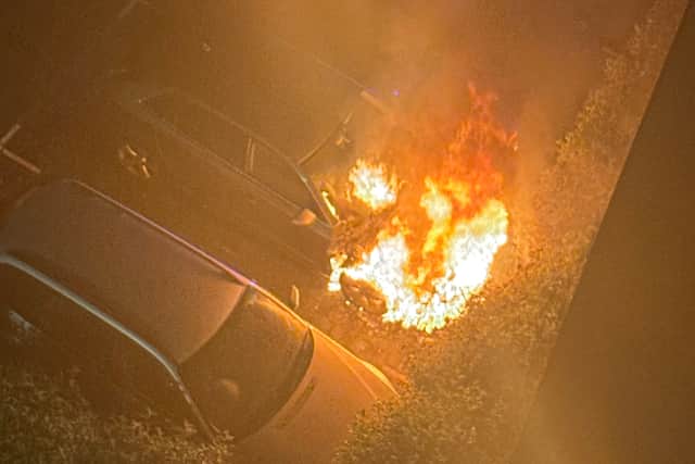 The fire outside Wilmcote House last night