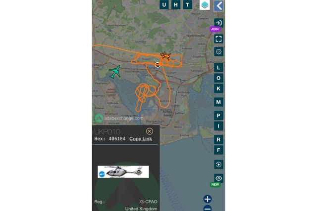 A National Police Air Service (NPAS) helicopter was circling over the north of Portsmouth on the afternoon of Sunday, June 28