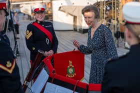 Her Royal Highness steps aboard HMS Warrior during a prestigious Nato plenary.