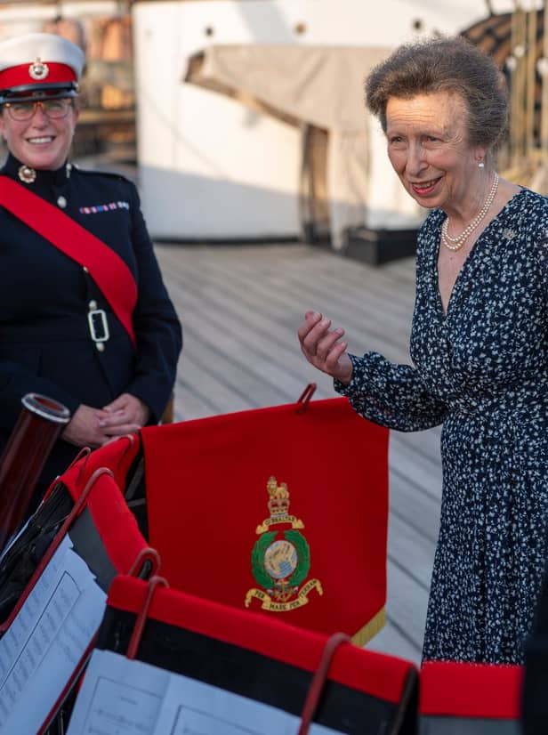 Her Royal Highness steps aboard HMS Warrior during a prestigious Nato plenary.