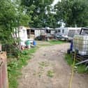 Caravans on a field in Long Road, Soberton, which have been removed after an operation by South Downs National Park and Winchester City Council