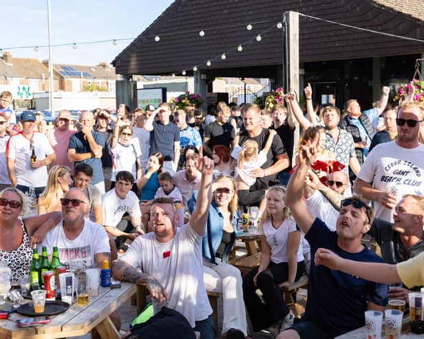 England  v DR Congo Fans celebrate at The Green Posts 
Picture:Marcin Jedrysiak