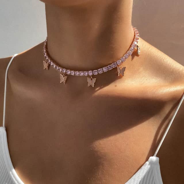 PRYA Butterfly Tennis Choker in pink