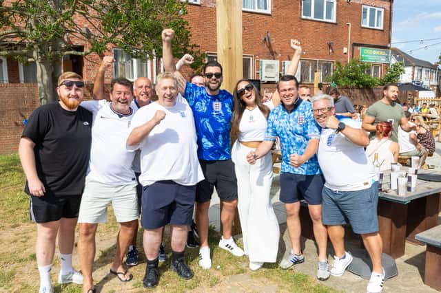 England fans in the Green Posts beer garden.