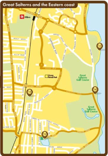 The Pride of Portsmouth: East of the city map of the Portsmouth100 lion trail
