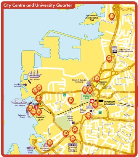 The Pride of Portsmouth: City centre map of the Portsmouth100 lion trail