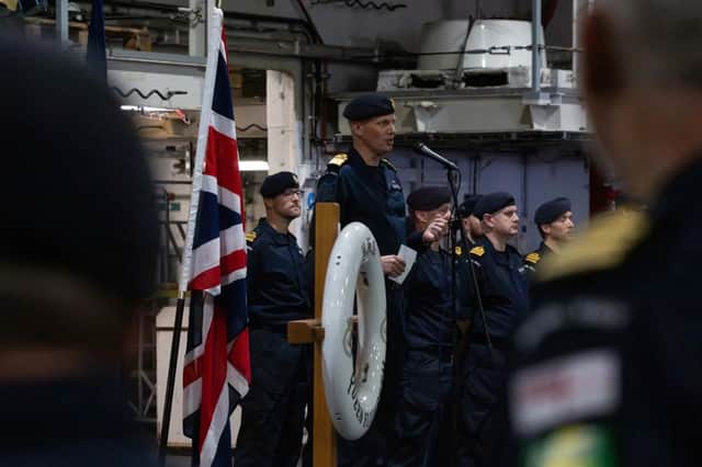 Nato members getting a brief from RAdm Mark Anderson.
