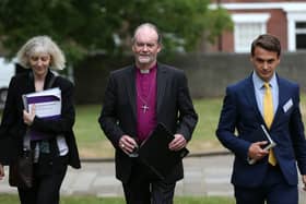 Chairman of the panel, Bishop James Jones, the former Bishop of Liverpool, arrives at the press conference. Release of Gosport Independent Panel's report into deaths at Gosport War Memorial Hospital, Portsmouth Cathedral                          Picture: Chris Moorhouse                Tuesday 19th June 2018            FOR EDITORIAL USE ONLY