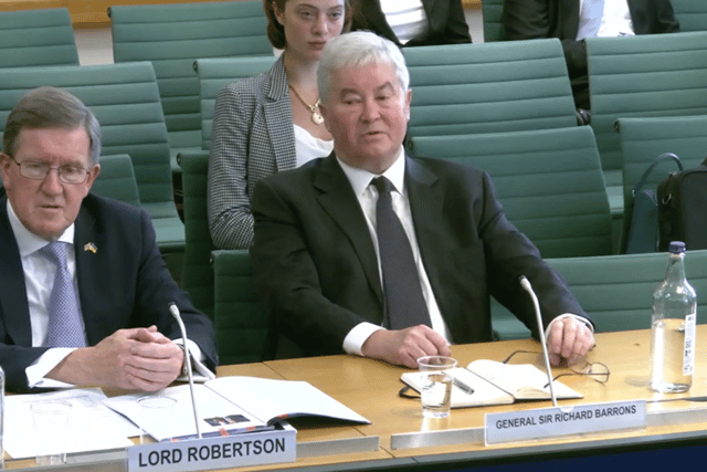 Lord Robertson of Port Ellen and General Sir Richard Barrons speaking to the defence select committee.
