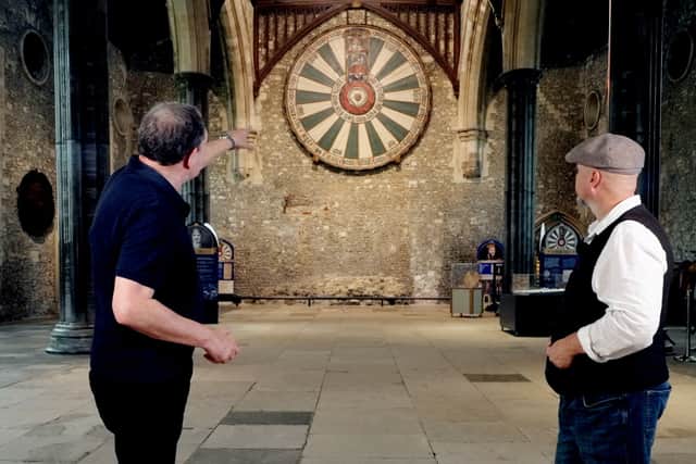Author and historical researcher Graham Phillips, left, and Weird Britain presenter Andy Mcgrath in the Great Hall with Westgate Museum, Winchester