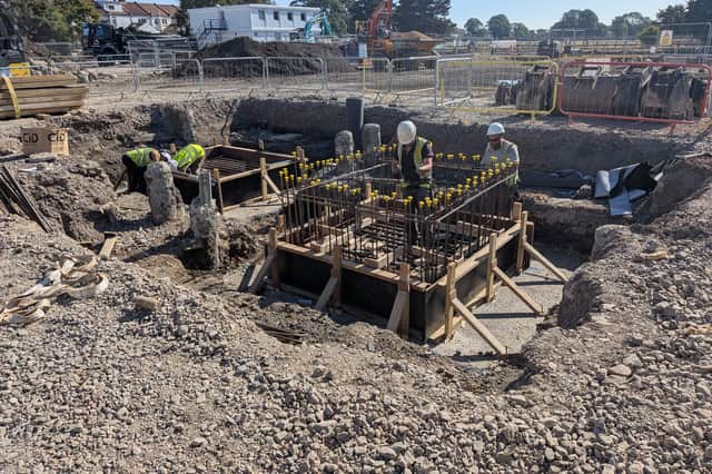 Pictured: The lift pit.
This part of the structure is now beginning to come out of the ground, with shuttering being installed ready for the next concrete pour, which will bring it up to ground level.