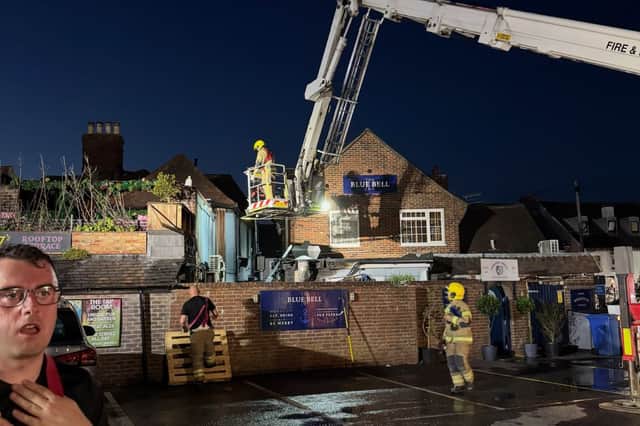 Fire crews work to put out the flames on South Street in Emsworth on July 11.