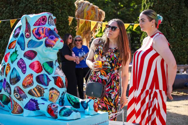 Amy Hopkins-Hudson, left, and artist Ruth Hudson at the launch of the Pride of Portsmouth Lions Trail.