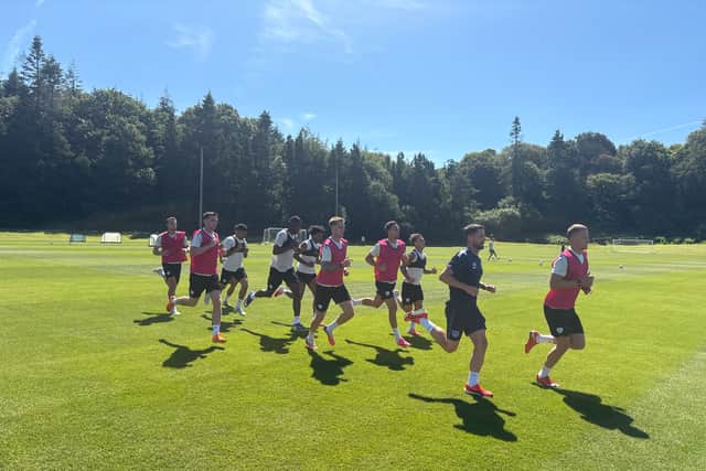 Pompey's players on their training camp at Fota Island, Cork.