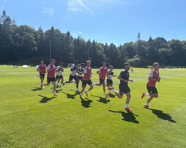 Pompey's players on their training camp at Fota Island, Cork.