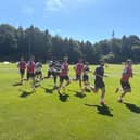 Pompey's players on their training camp at Fota Island, Cork.
