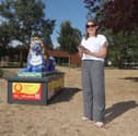 The News' Editor Kelly Brown  next to The Town Crier lion at Victoria Park,  Portsmouth
Picture: Habibur Rahman