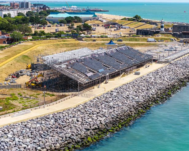 Spectator stands for SailGP under construction. Picture: Marcin Jedrysiak