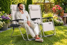 The SUNMER Zero Gravity Garden Loungers feature reclining positions, folding frames and integrated cup holders for comfortable outdoor use