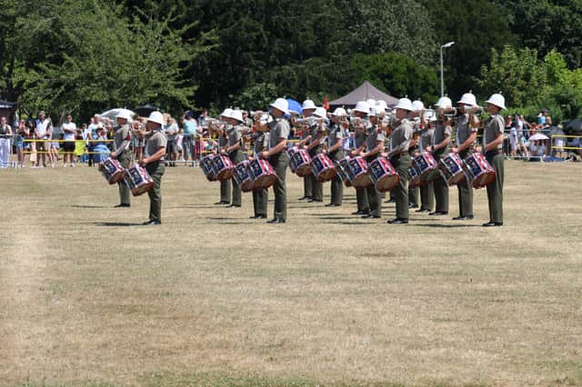 Royal Marines Band Service musicians performing at HMS Excellent on Whale Island.