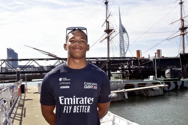 Kai Hockley at Portsmouth Historic Dockyard to mark the Emirates Great Britain Sail Grand Prix returning to the city on 25-26 July.
Picture: Sarah Standing (130726-4130)