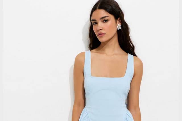 New Look's light blue mini dress offers a timeless look for weddings, race days and summer events
