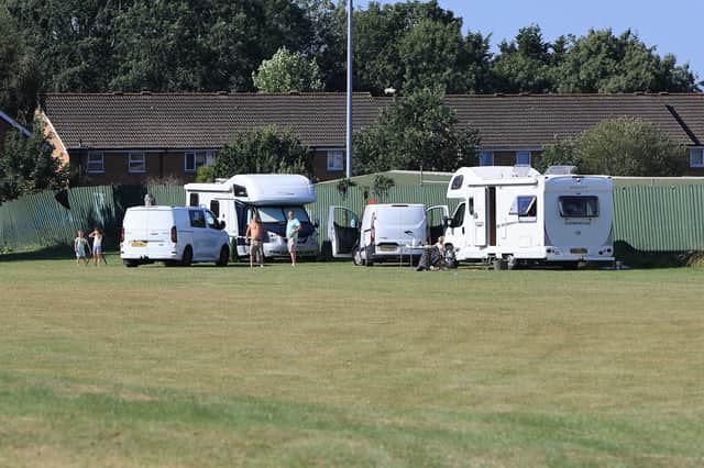 Travellers remain at Barton Field next to Westleigh Park in Leigh Park despite a an eviction notice being issued late on Tuesday, July 14. Bailiffs are set to assist with the eviction