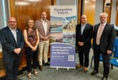 Members of the Hampshire and the Solent Combined County Authority board after the inaugural meeting. From left to right, Steve Pitt, Sarah Bogle, George Madgwick, Nick Adams-King and Jonathan Bacon. Picture: LDRS


