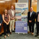 Members of the Hampshire and the Solent Combined County Authority board after the inaugural meeting. From left to right, Steve Pitt, Sarah Bogle, George Madgwick, Nick Adams-King and Jonathan Bacon. Picture: LDRS

