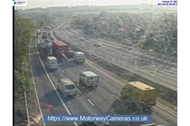 Traffic queueing on the M3 following a serious crash
