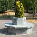 The International Brigades stone bench in Victoria Park, Portsmouth.