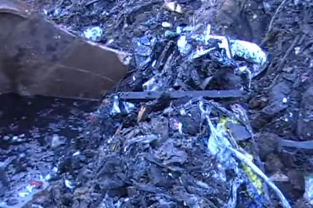 Shredded household and commercial waste at Kingsclere Lime Quarry in Hampshire. // A criminal waste dumping operation was exposed after one of the offenders unknowingly filmed 750 tonnes of rubbish being tossed on his own dashcam. The footage, recorded by lorry driver Peter Elliott, 64, led to the prosecution and sentencing of seven men for the unlawful disposal and burial of hundreds of tonnes of controlled waste. A convoy of lorries dumped around 200 tonnes of shredded household and commercial waste at Kingsclere Lime Quarry in Hampshire on July 31, 2019. At least 550 tonnes of waste was also illegally buried at a site in Farcet, near Peterborough, Cambs., where diggers were used to excavate burial pits for the waste.